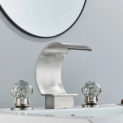 Bathroom Faucet Waterfall Spout Brass Body 8 Inch Widespread