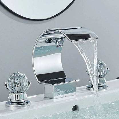 Bathroom Faucet Waterfall Spout Brass Body 8 Inch Widespread