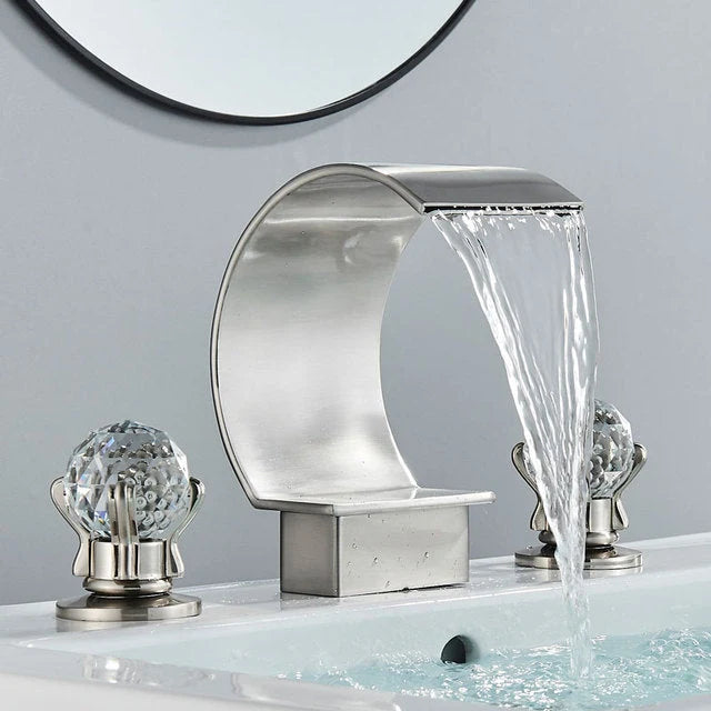 Bathroom Faucet Waterfall Spout Brass Body 8 Inch Widespread