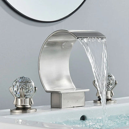 Bathroom Faucet Waterfall Spout Brass Body 8 Inch Widespread