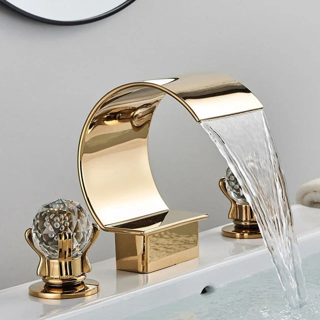 Bathroom Faucet Waterfall Spout Brass Body 8 Inch Widespread