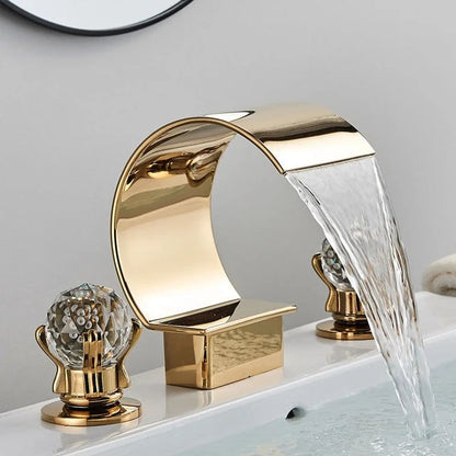 Bathroom Faucet Waterfall Spout Brass Body 8 Inch Widespread