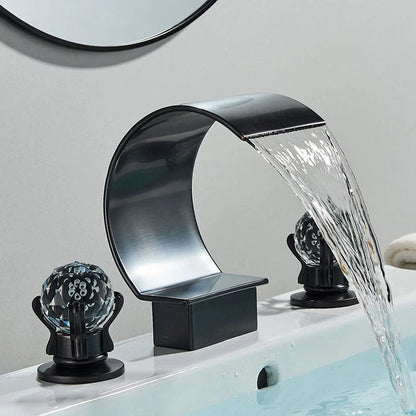 Bathroom Faucet Waterfall Spout Brass Body 8 Inch Widespread