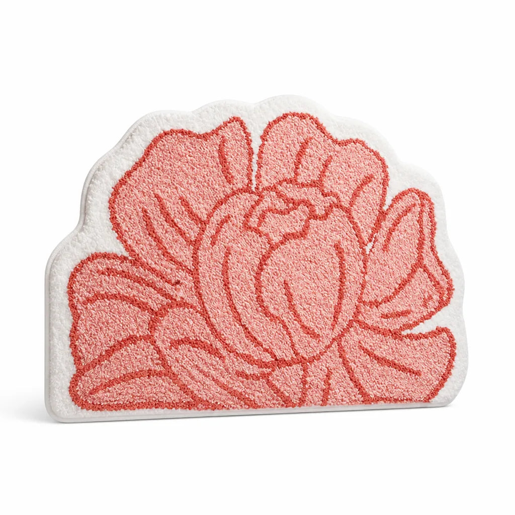 Bathroom Rug Floral Polyester Non-Slip Machine Washable