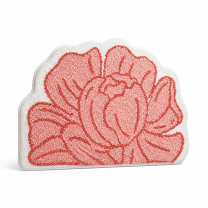 Bathroom Rug Floral Polyester Non-Slip Machine Washable