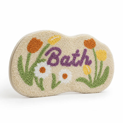 Bathroom Rug Floral Polyester Non-Slip Machine Washable
