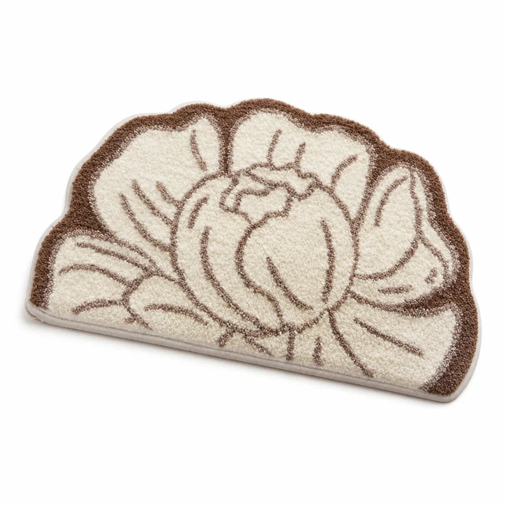 Bathroom Rug Floral Polyester Non-Slip Machine Washable