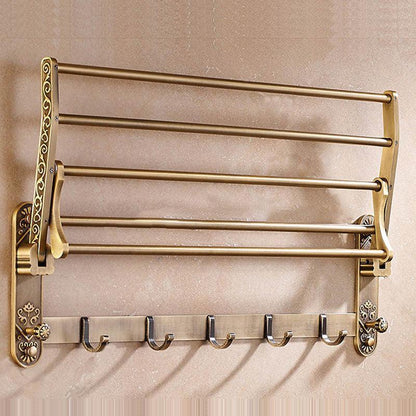 Bathroom Shelf Double Towel Bar Antique Brass