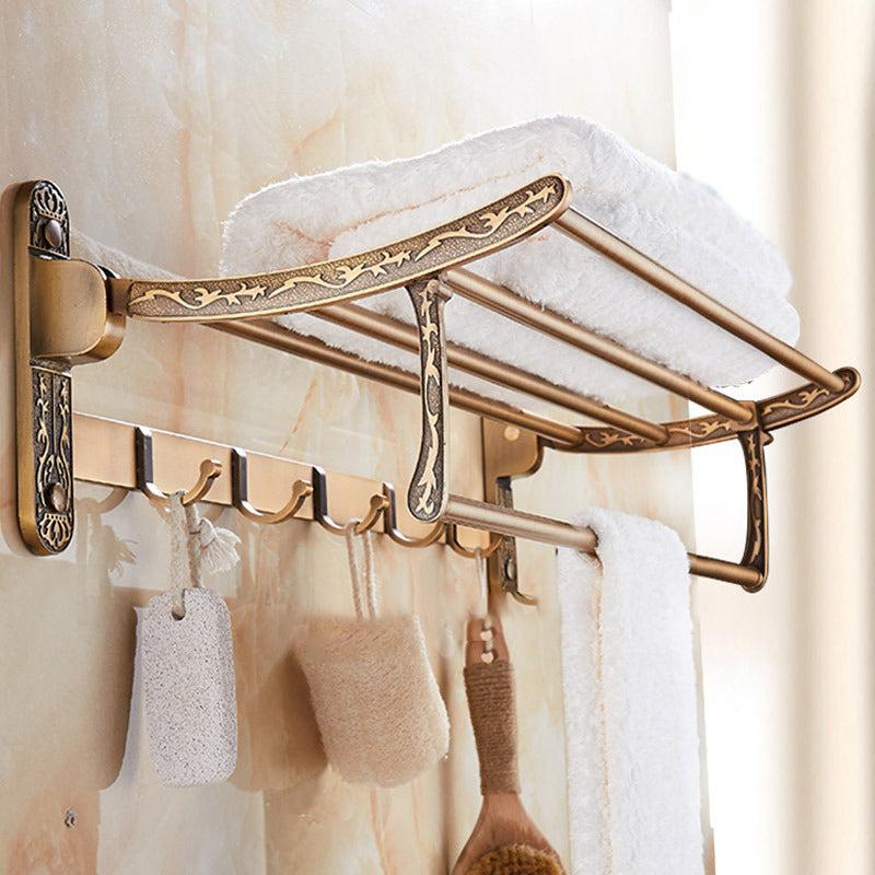 Bathroom Shelf Double Towel Bar Antique Brass