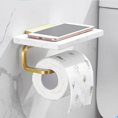 Bathroom Shelf Marble Top Brushed Gold