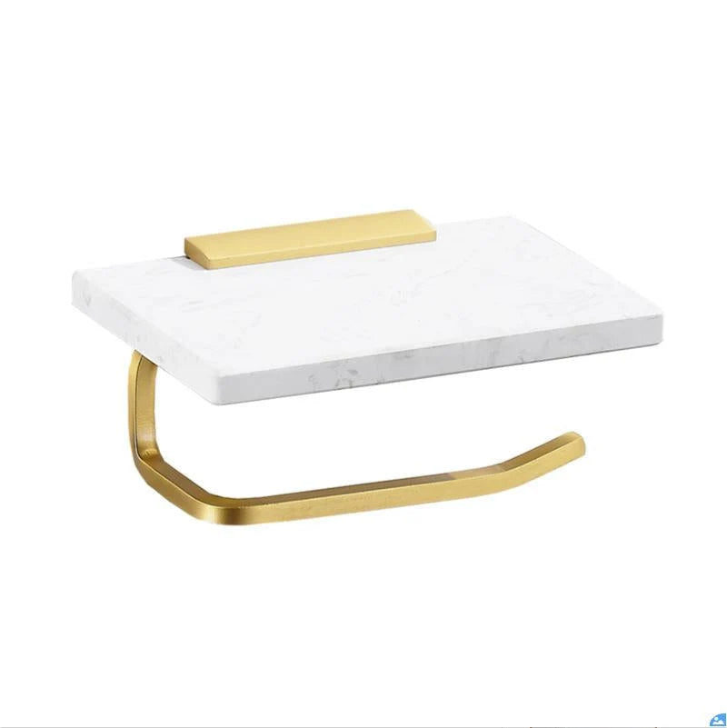 Bathroom Shelf Marble Top Brushed Gold