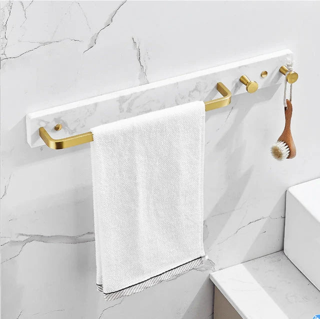 Bathroom Shelf Marble Top Brushed Gold