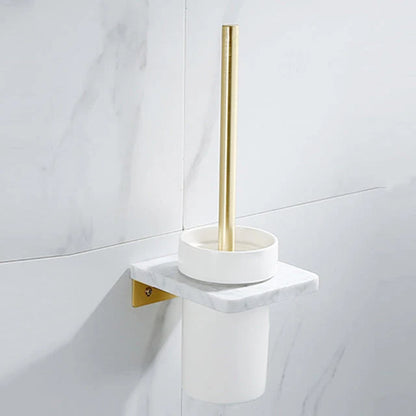 Bathroom Shelf Marble Top Brushed Gold