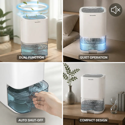 Bedroom Dehumidifier & Air Purifier Quiet Auto Shut-Off