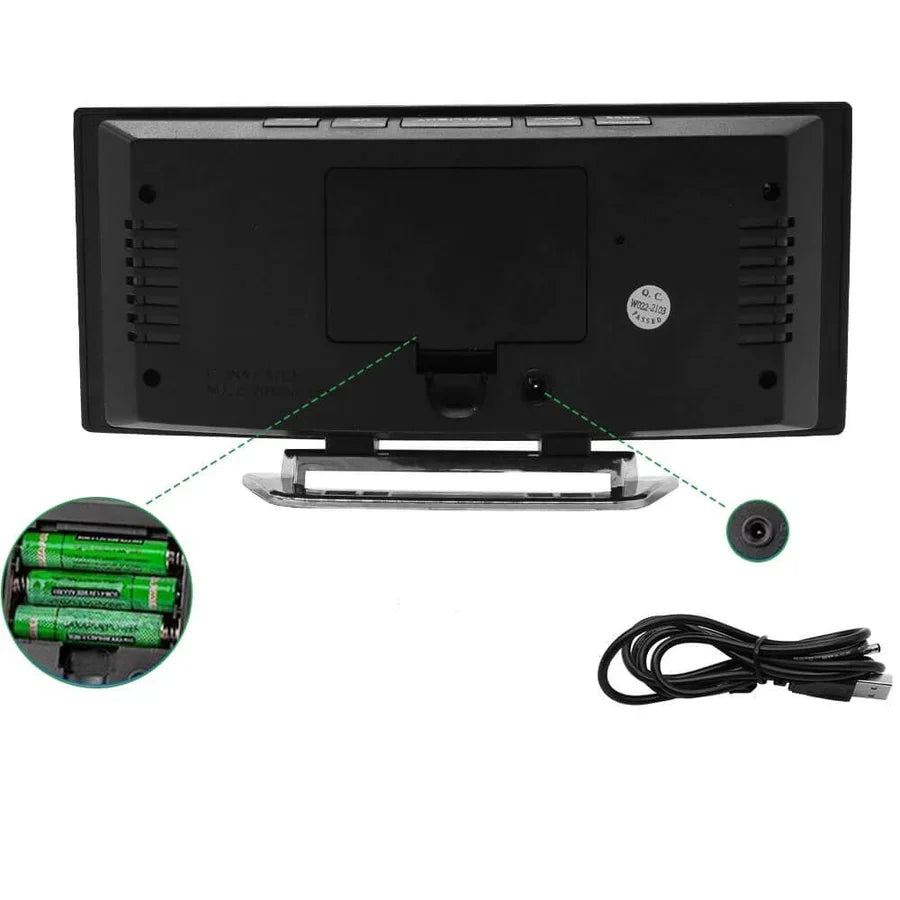 Bedside Alarm Clock Auto-Dimming Large LED Digits USB