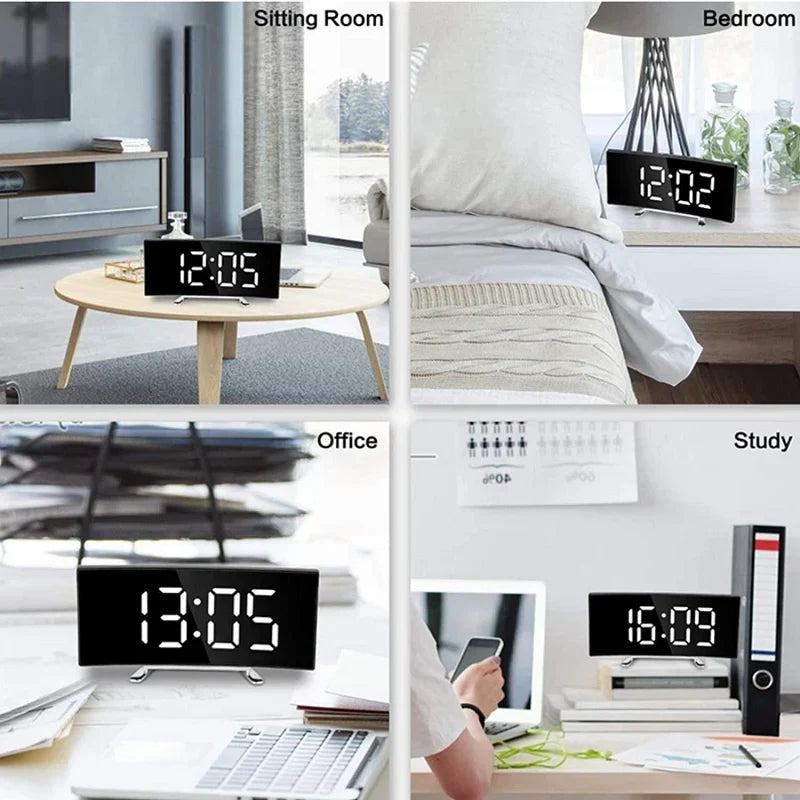 Bedside Alarm Clock Auto-Dimming Large LED Digits USB