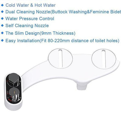 Bidet Attachment Dual Nozzles Self-Cleaning Hot & Cold Option
