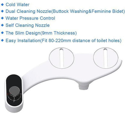 Bidet Attachment Dual Nozzles Self-Cleaning Hot & Cold Option
