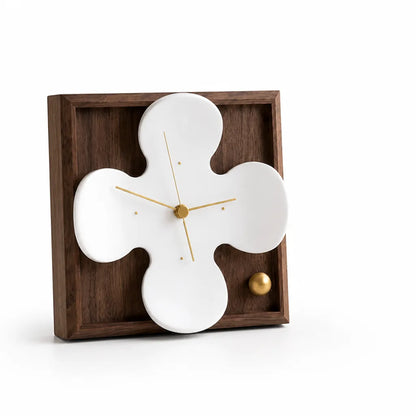 Black Walnut Petal Frame Table Clock (Silent Quartz Movement)