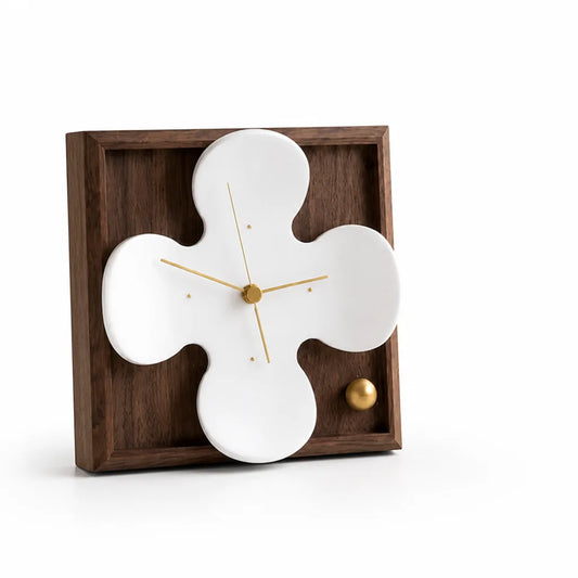 Black Walnut Petal Frame Table Clock (Silent Quartz Movement)