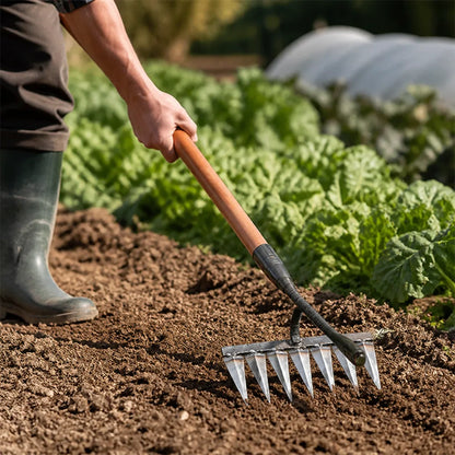 Carbon Steel Garden Weeder Rake (Soil Loosening & Seedbed Preparation)