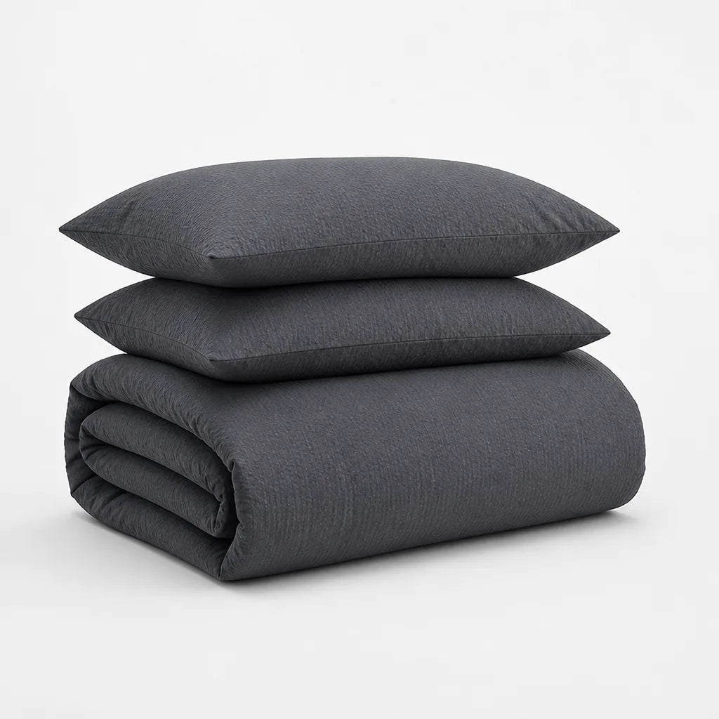 Charcoal Geometric Jacquard Duvet Cover Set (Includes 2 Pillowcases)
