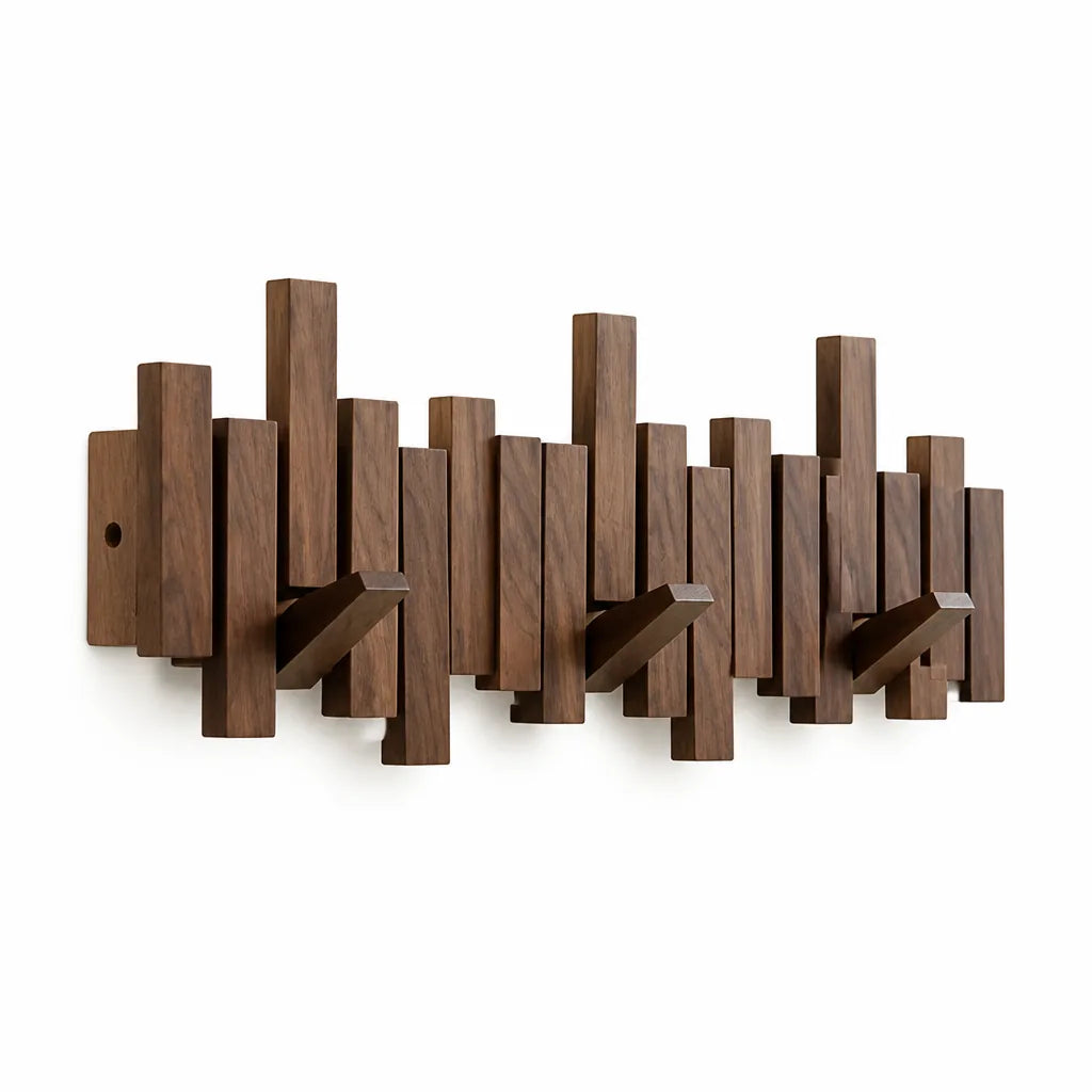 Coat Rack Piano Key Design Walnut & Maple Wood