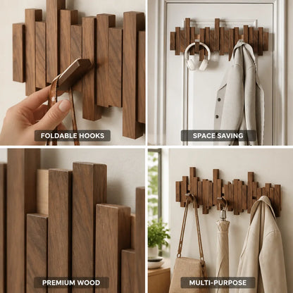 Coat Rack Piano Key Design Walnut & Maple Wood