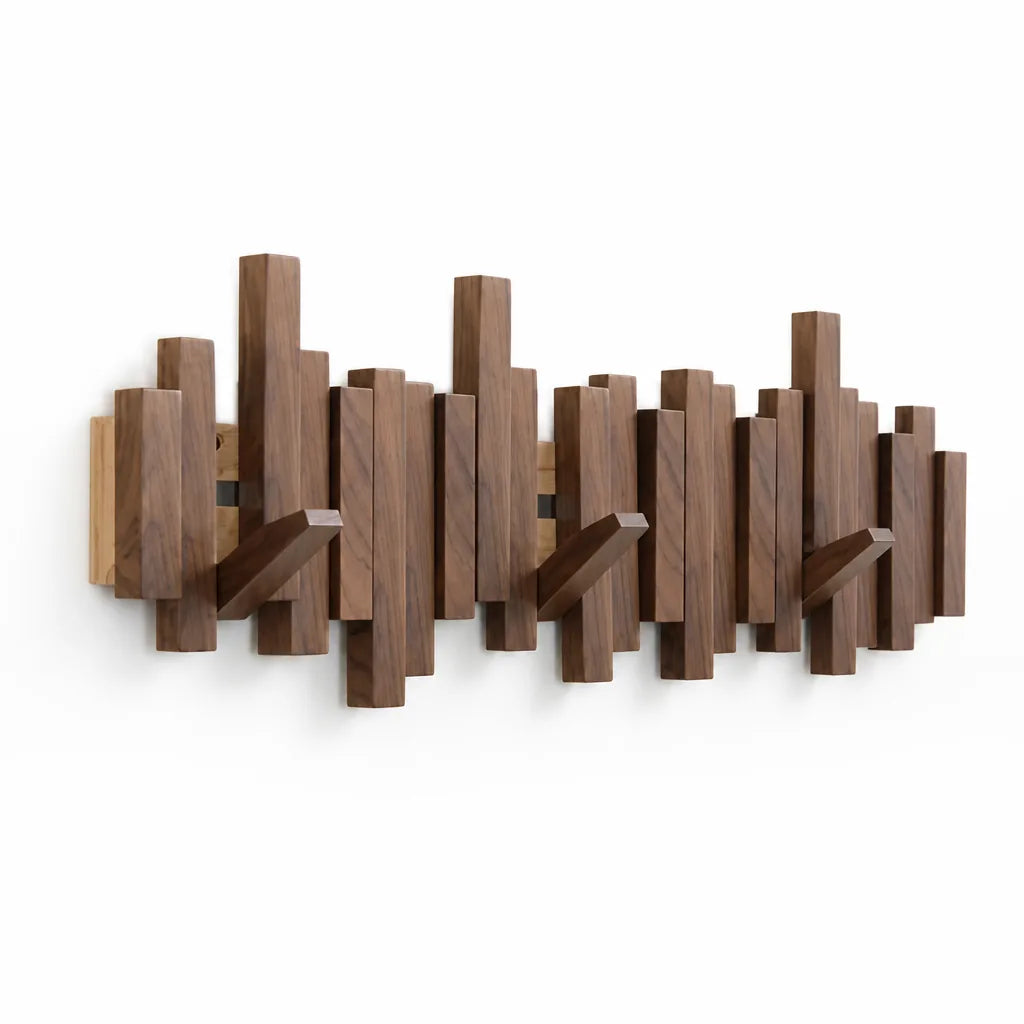 Coat Rack Piano Key Design Walnut & Maple Wood