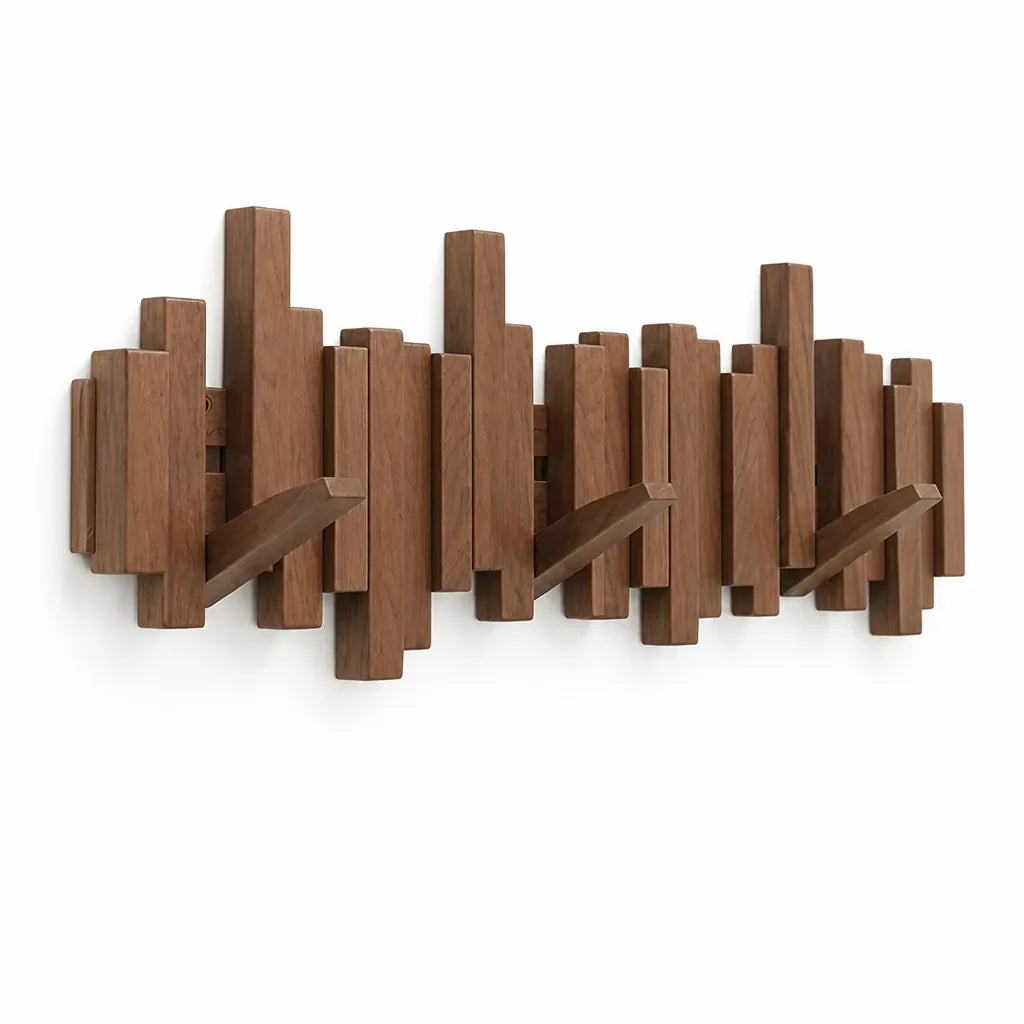 Coat Rack Piano Key Design Walnut & Maple Wood