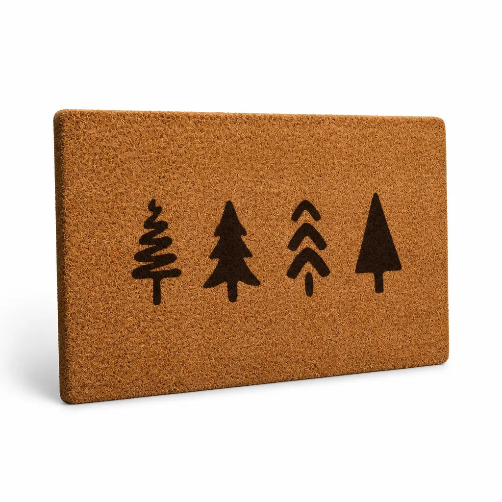 Coir Tree Motif Welcome Mat (Non-Slip Backing)