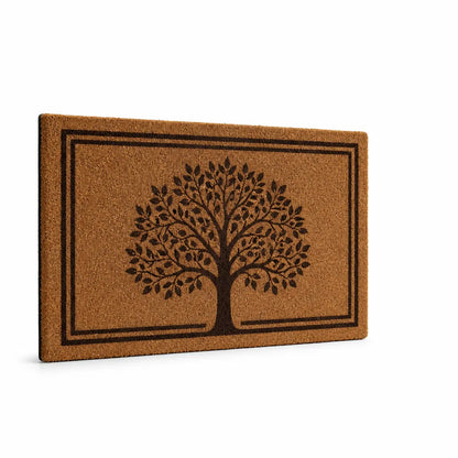 Coir Tree Motif Welcome Mat (Non-Slip Backing)