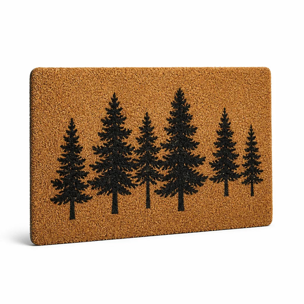 Coir Tree Motif Welcome Mat (Non-Slip Backing)