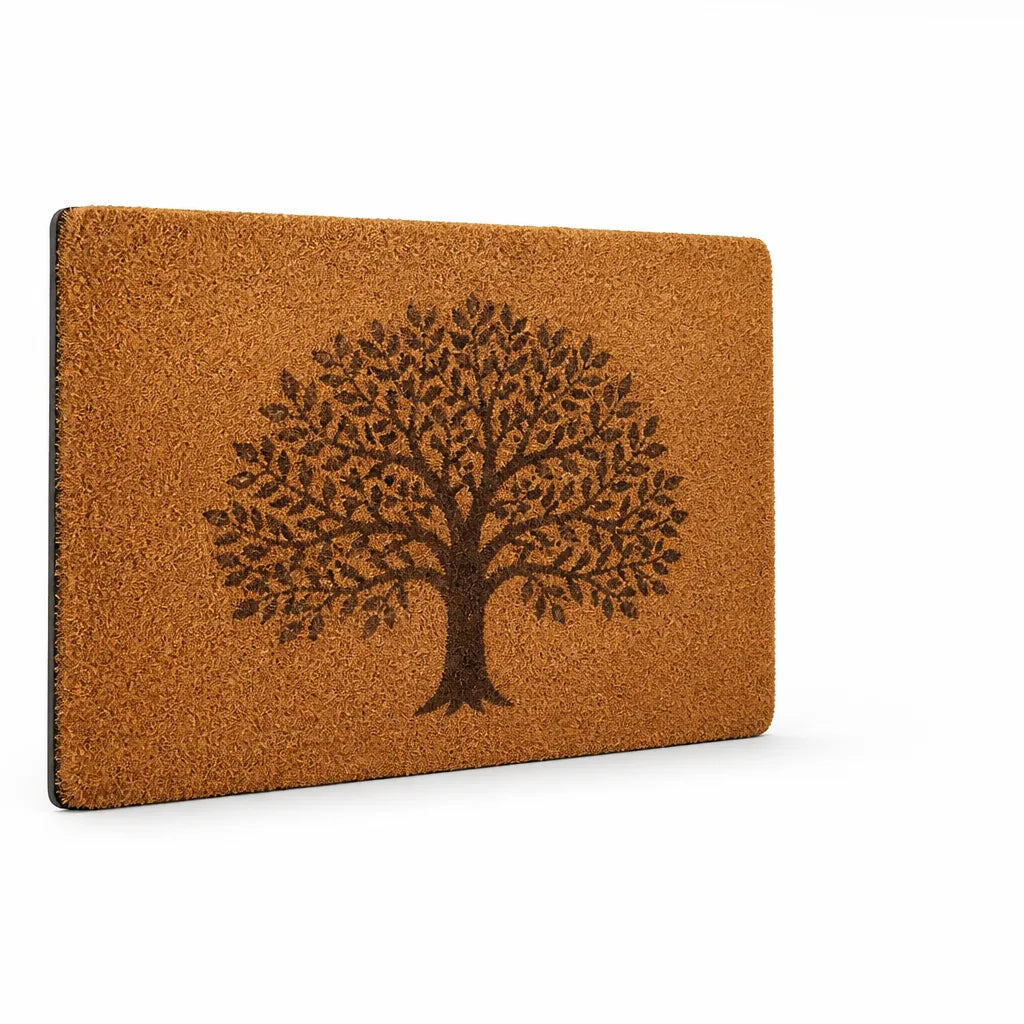 Coir Tree Motif Welcome Mat (Non-Slip Backing)