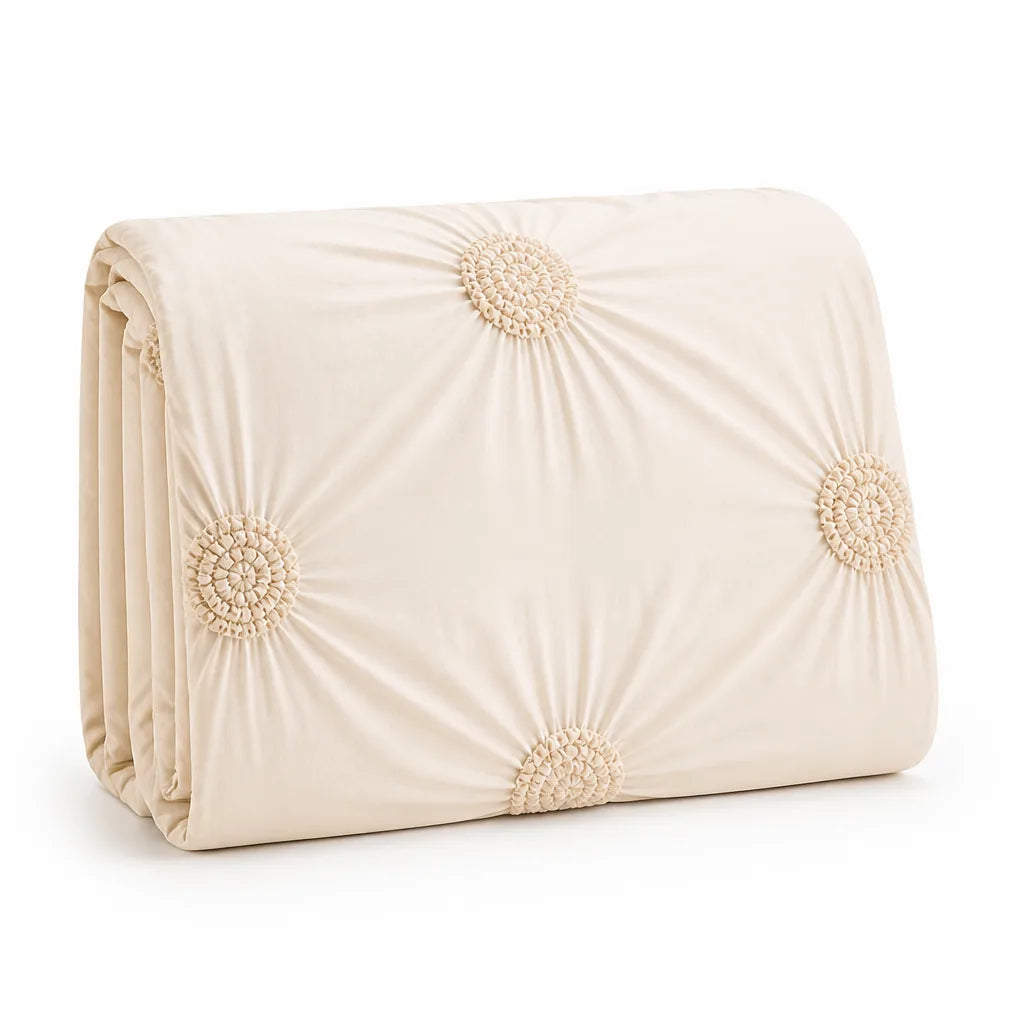 Comforter Cover Set Tufted Rosette Interior Corner Ties
