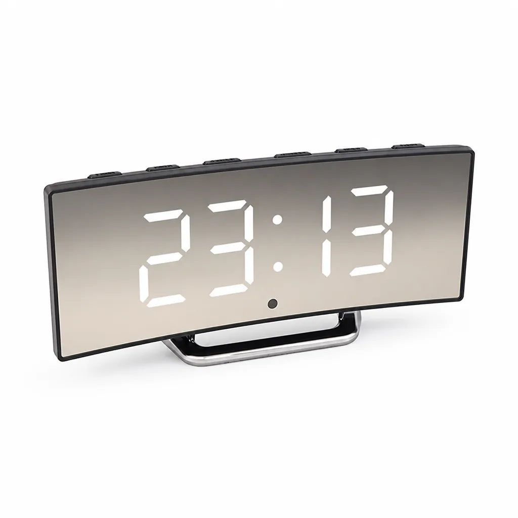Curved LED Mirror Display Alarm Clock (Auto Day/Night Dimming)