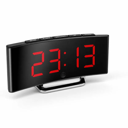 Curved LED Mirror Display Alarm Clock (Auto Day/Night Dimming)