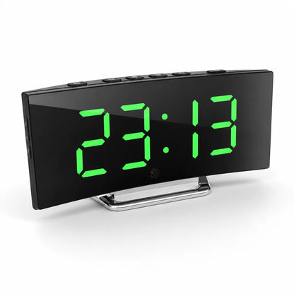 Curved LED Mirror Display Alarm Clock (Auto Day/Night Dimming)