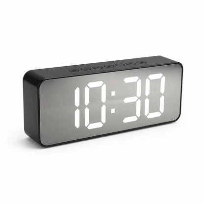 Curved Mirror LED Time and Temperature Digital Alarm Clock