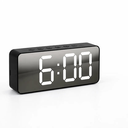 Curved Mirror LED Time and Temperature Digital Alarm Clock