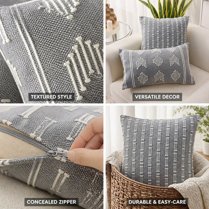 Cushion Cover Embroidered Geometric Woven Cotton Blend