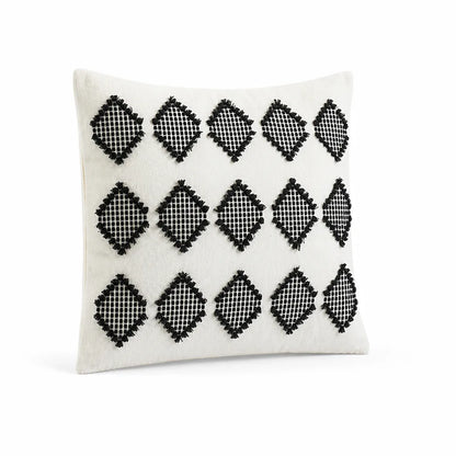 Cushion Cover Embroidered Geometric Woven Cotton Blend
