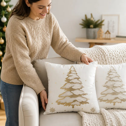 Cushion Cover Embroidered Tree Soft Microfiber Machine Washable