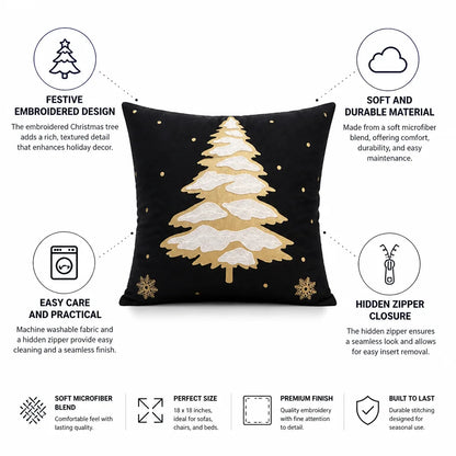 Cushion Cover Embroidered Tree Soft Microfiber Machine Washable