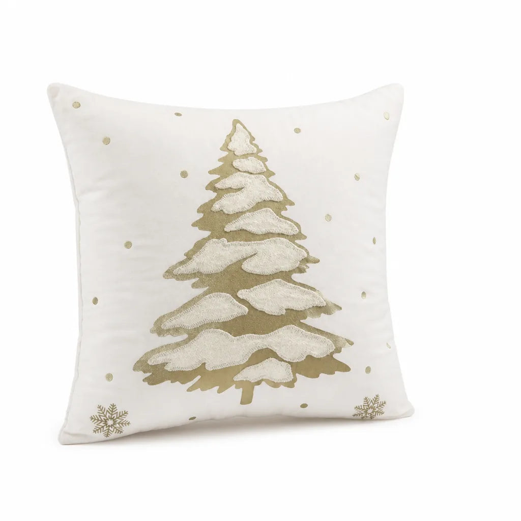Cushion Cover Embroidered Tree Soft Microfiber Machine Washable