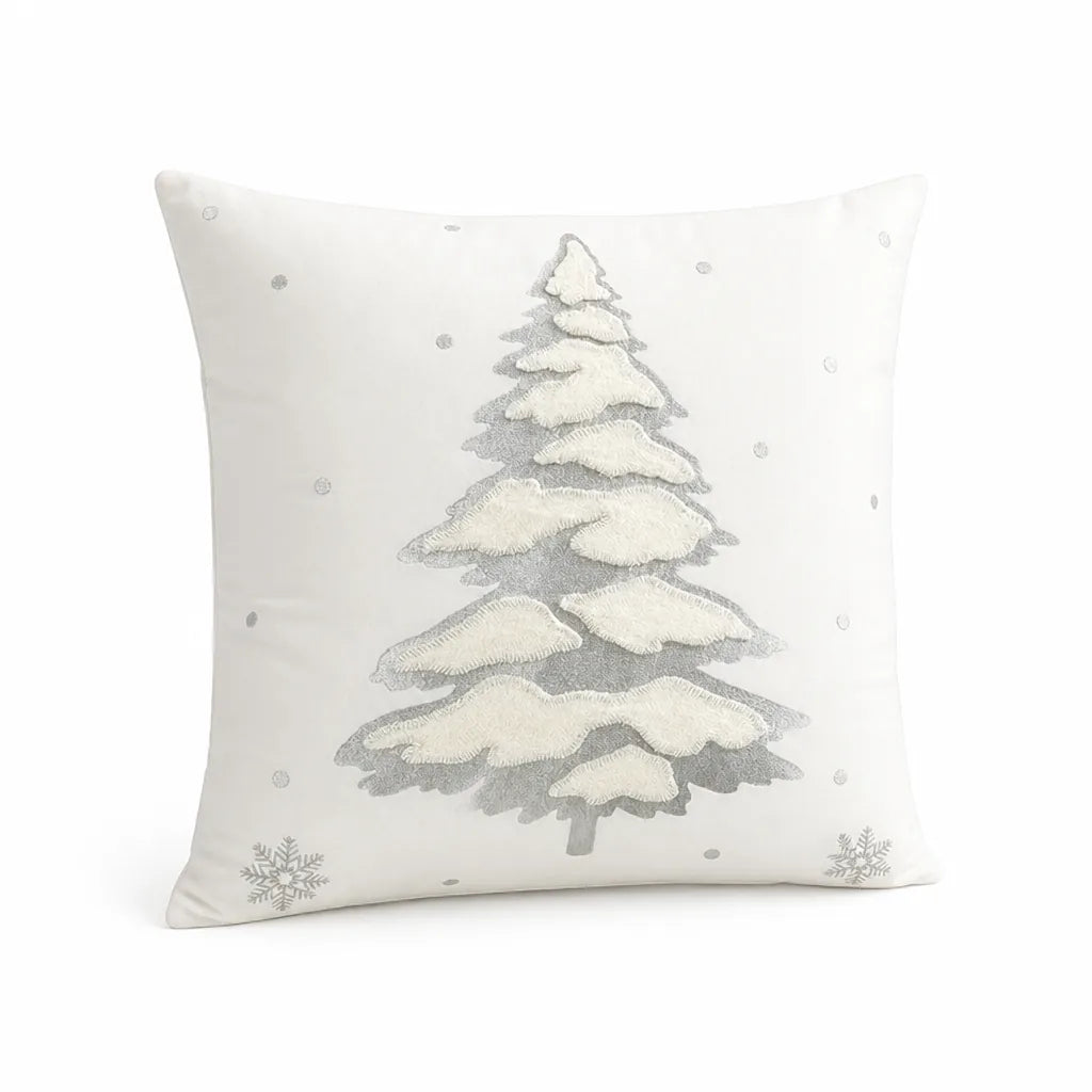 Cushion Cover Embroidered Tree Soft Microfiber Machine Washable