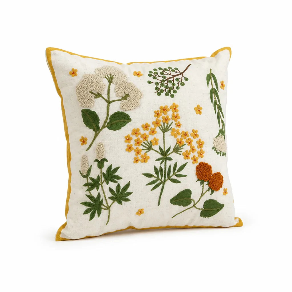 Cushion Cover Hand-Tufted Chenille Floral Hidden Zipper