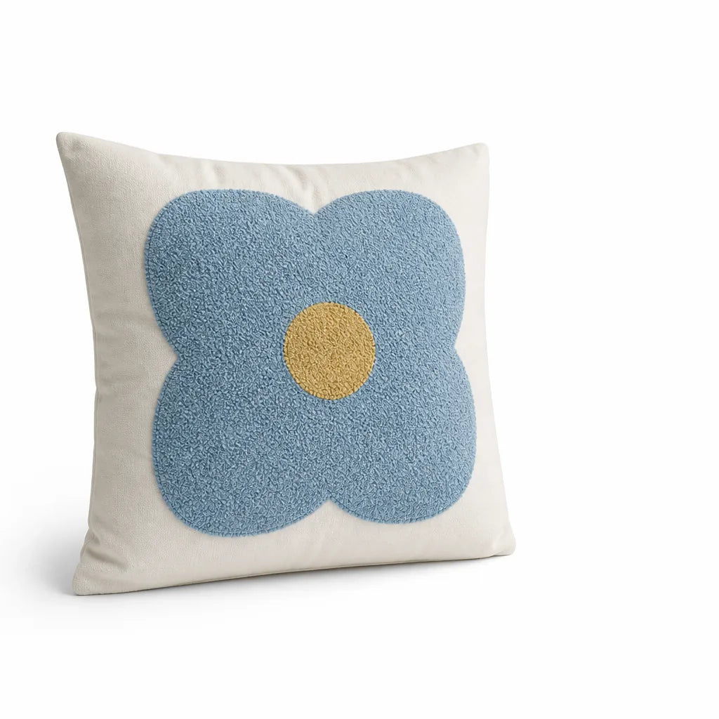 Cushion Cover Hand-Tufted Chenille Floral Hidden Zipper