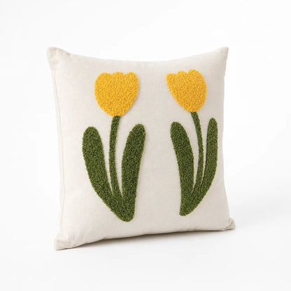 Cushion Cover Hand-Tufted Chenille Floral Hidden Zipper