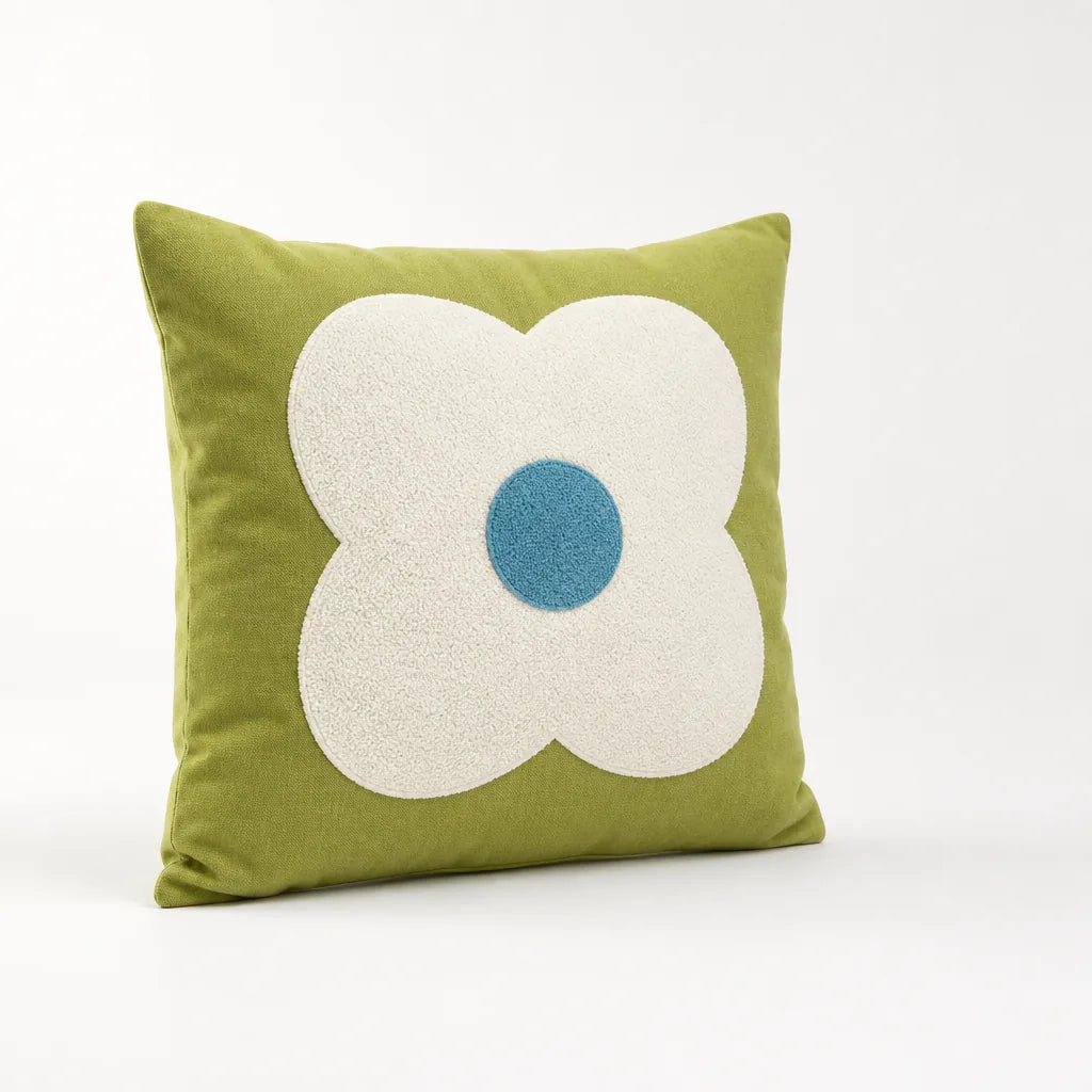 Cushion Cover Hand-Tufted Chenille Floral Hidden Zipper